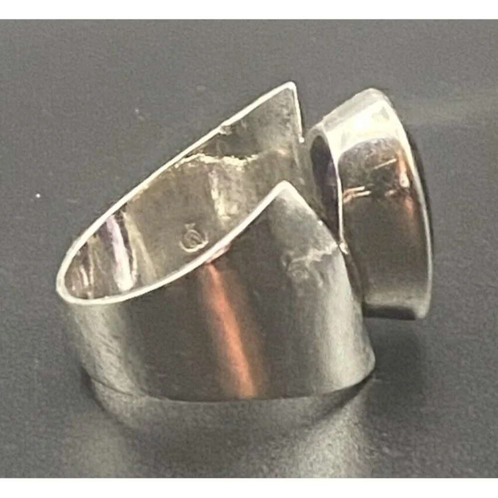 Amethyst 925 Silver Ring Bold Asymmetrical Oval Gem Quality  Sz 8.5 9.7 g Unisex - Picture 4 of 15